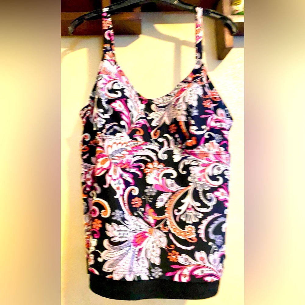 Ocean Dream Pink Floral Swim Top, Size 16